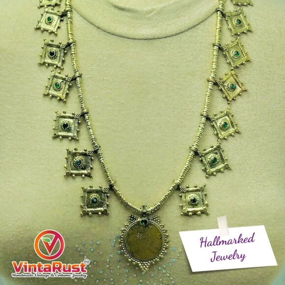Vintage Tribal Coin Pendant Necklace, Tribal Bohemian Jewelry - Picture 1 of 5